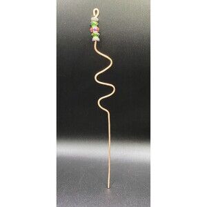 Hammered Copper Green Purple Bead Stake by Succulent Metals Welded Artistry